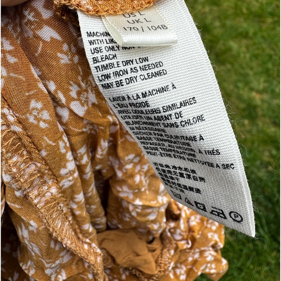 FREE PEOPLE One Fine Day Mini Dress, Milk Chocolate Combo Floral - Sz L - Picture 16 of 16